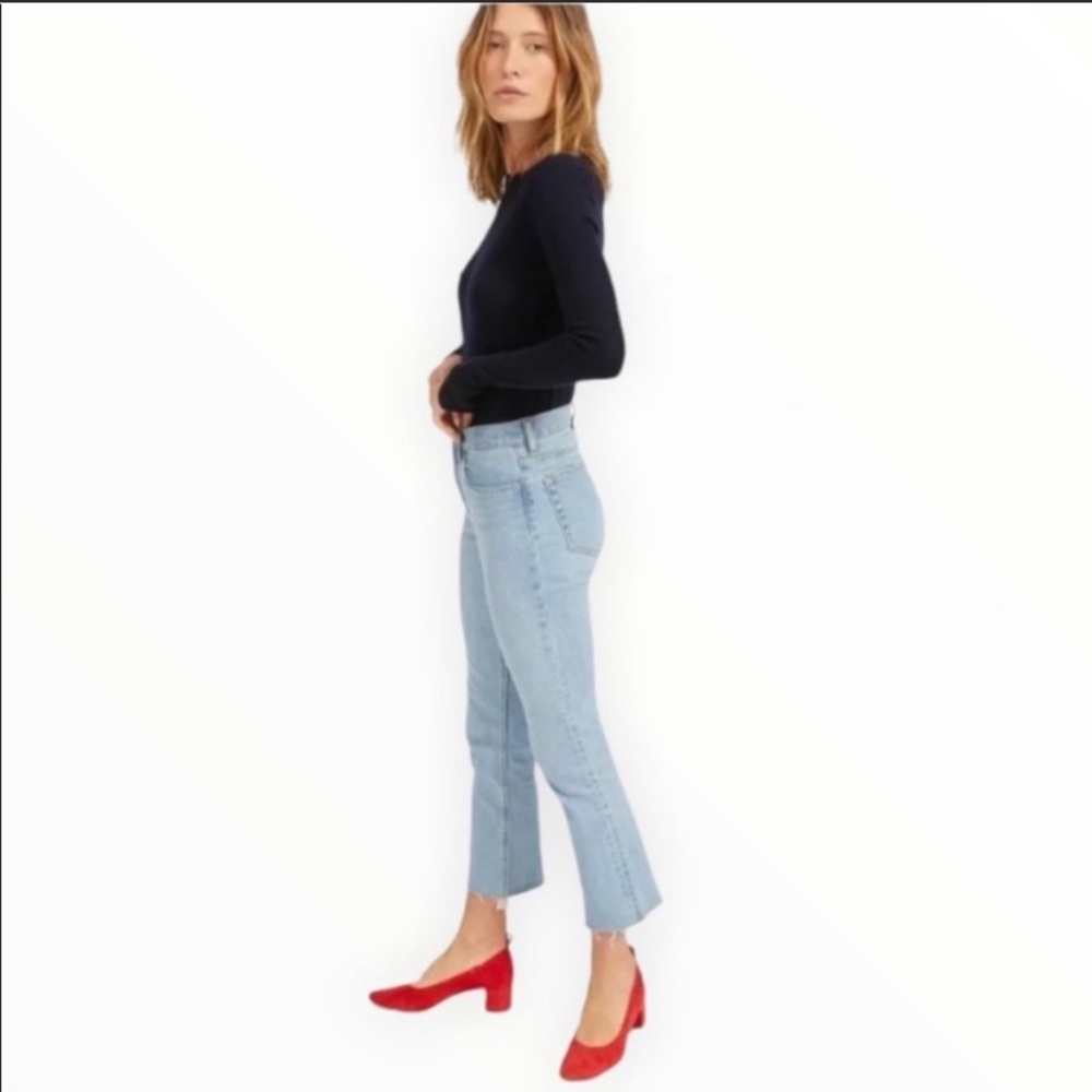 Everlane High Rise Kick Crop Jeans Light Blue Wash